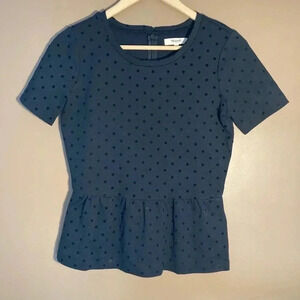 Madewell black  polka dots peplum top
